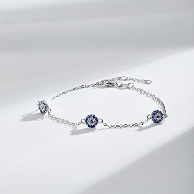 Triple Sapphire Circle 925 Silver Bracelet DY150182-S-W-BA (4)