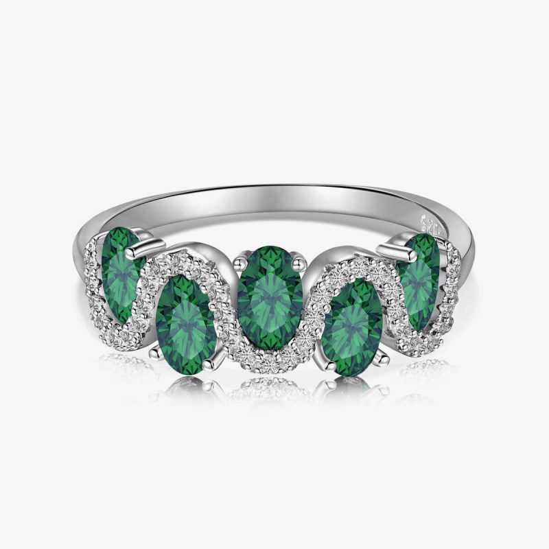 Wavy green gemstone Ring DY120979-S-W-WG (1)