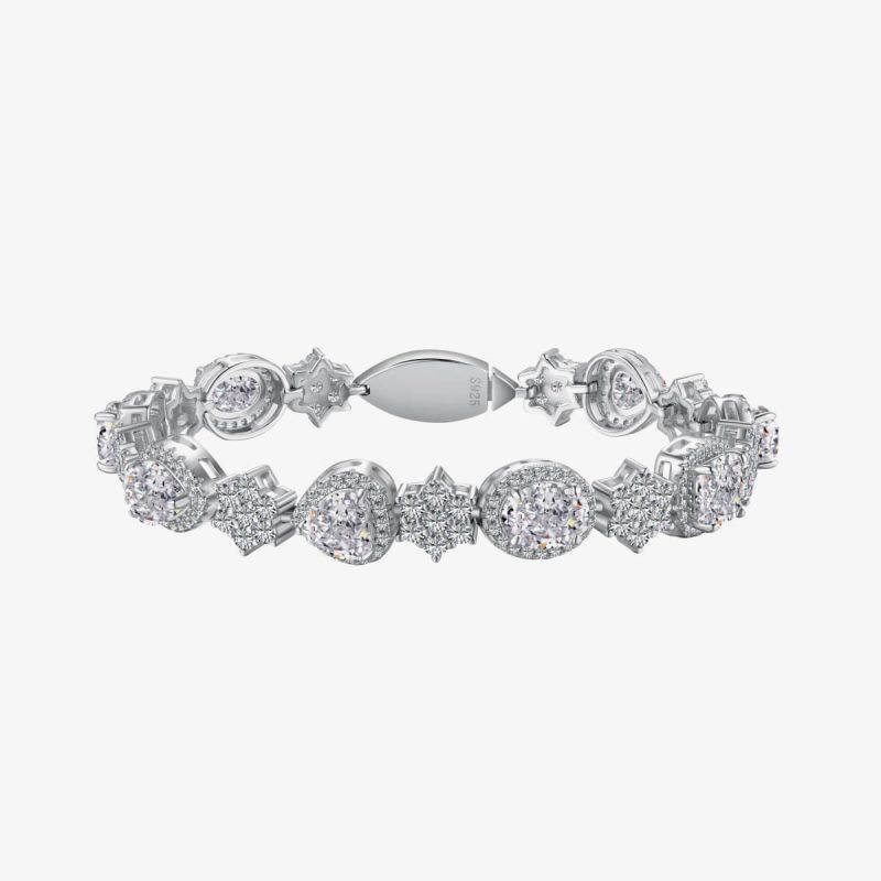 White Gemstone 925 Silver Bracelet DY150235-S-W-WH (1)