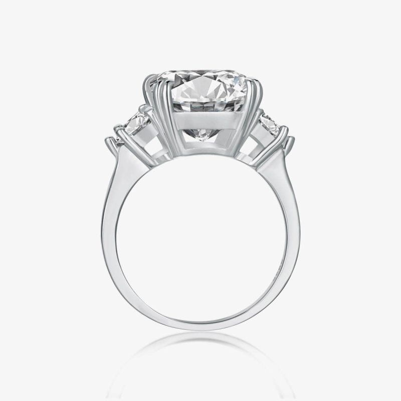 White Topaz and Trillion Cut Diamond White Gold Ring DY120668-S-W-WH (2)