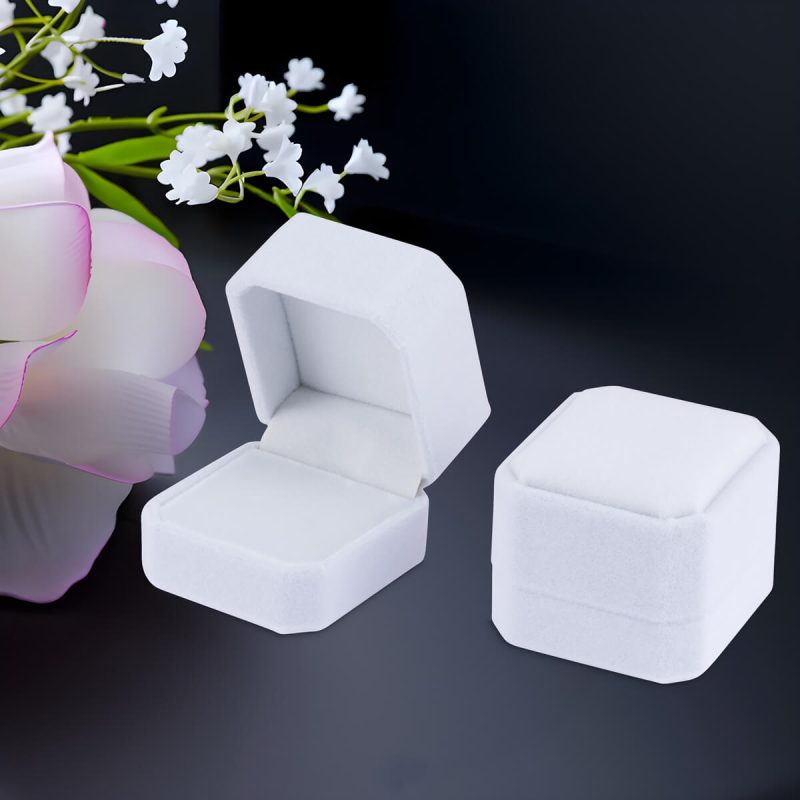 white style 5 for earring ring 方形-白色-戒指盒-合成图 Ringbox24885-W-R