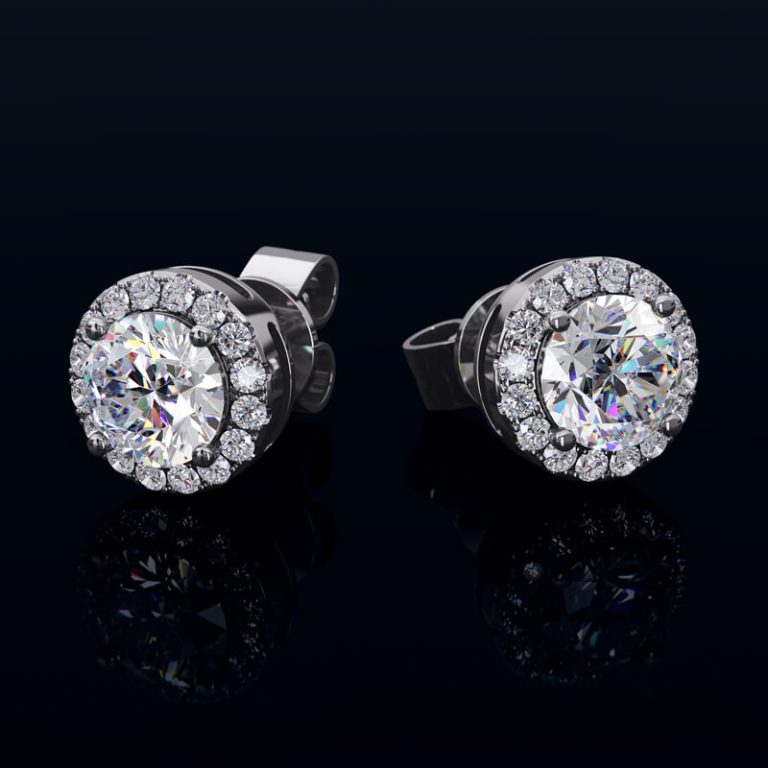 Certified VVS1 Moissanite Halo Earrings in S925 Silver-round-moi-halo-estud-whitegold-001-main